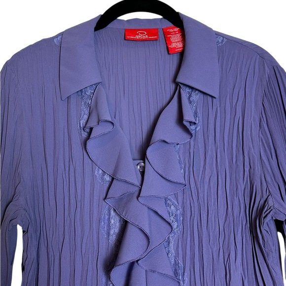 Oscar De La Renta Blouse Bell Sleeve Romantic Grunge Size 12 - Picture 2 of 9